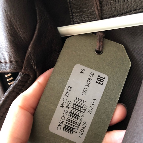 All Saints Brown Leather Biker Jacket - NWT - XS - Picture 7 of 13